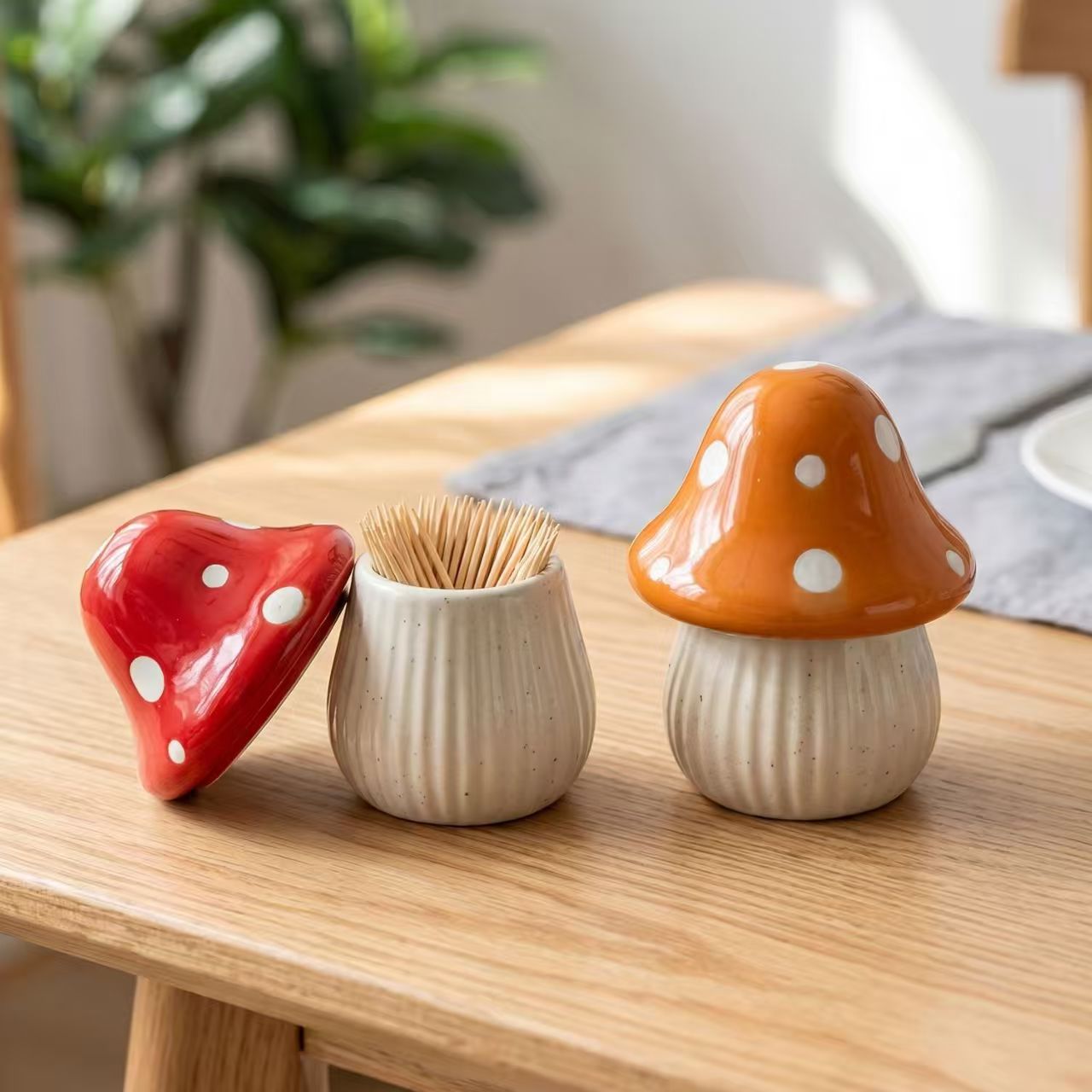 Kitchen Baking Organization - أوعية تخزين سيراميكية على شكل فطر