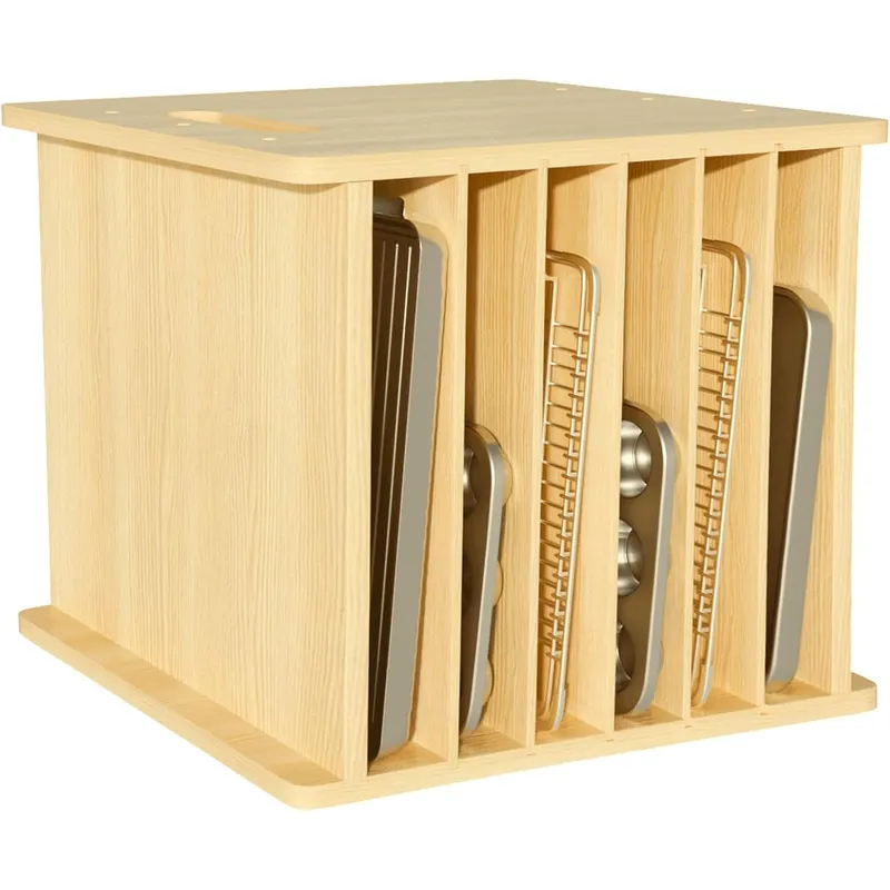 Kitchen Cabinet Baking Organizer - منظم صواني خشبي بـ 7 طبقات