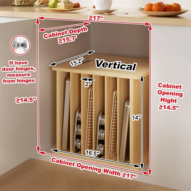 منظم صواني خشبي بـ 7 طبقات للخ - مراجعة Kitchen Cabinet Baking Organizer وسعره