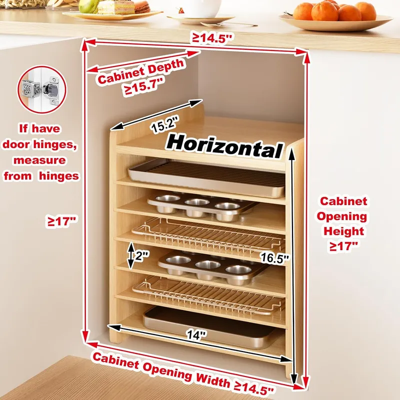 منظم صواني خشبي بـ 7 طبقات للخ - مراجعة Kitchen Cabinet Baking Organizer وسعره