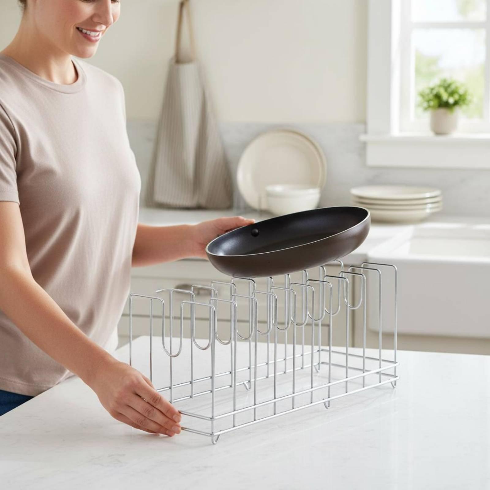 رف مطبخ عمودي لتنظيم صواني الخ - مراجعة Kitchen Cabinet Baking Organizer وسعره
